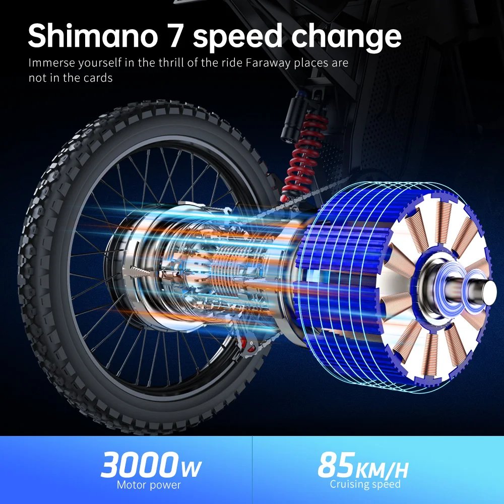 EKX X21 Max Electric Motorcycles 3000W Brushless Gearless Motors 60V30AH Lithium Battery Speed 85Kmh Adult Off Road Ebike - Image 2
