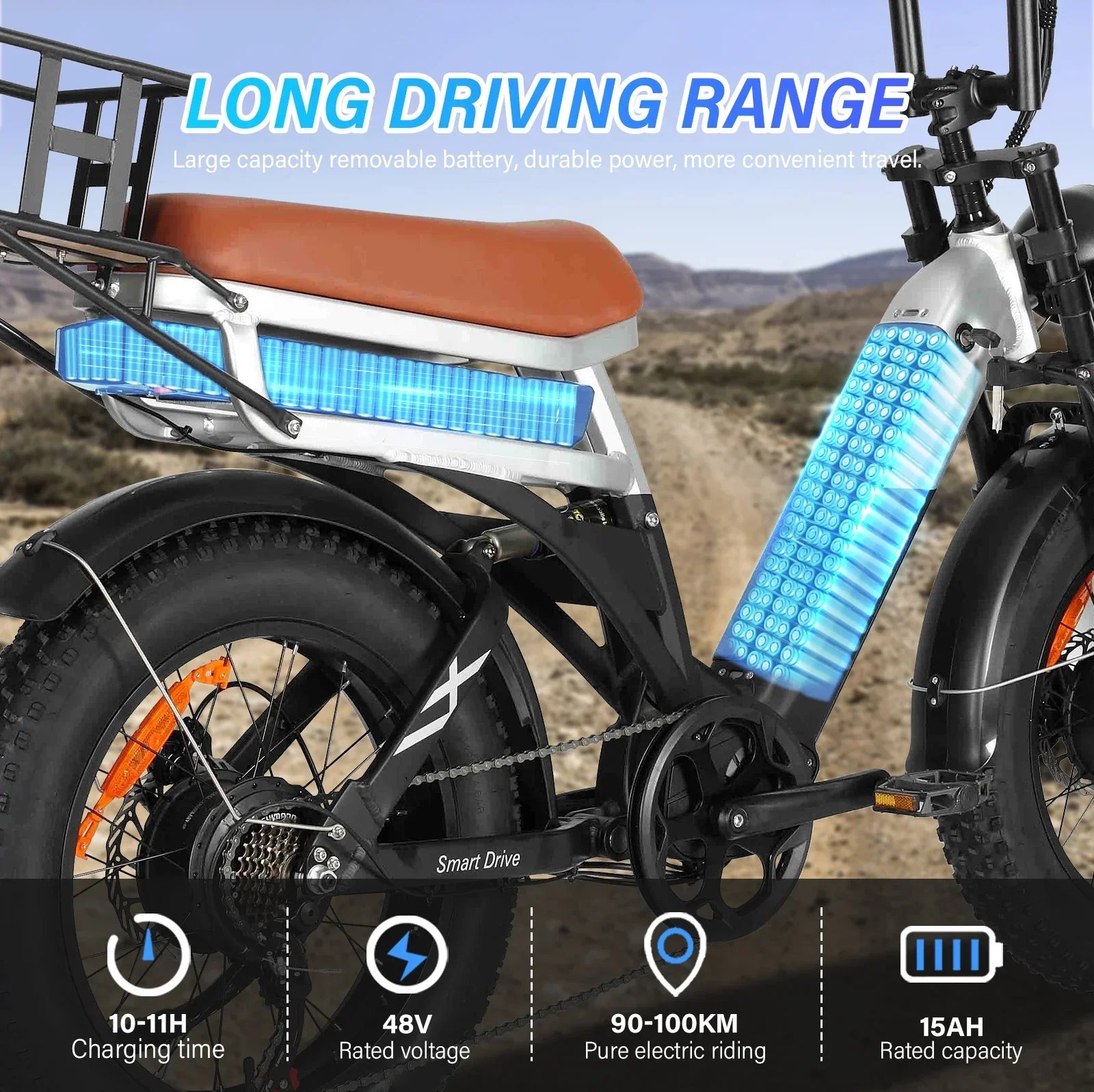 Electric bicycle BAOLUJIE 2000W  48V 30AH battery adult Electric bike 20-inch tire Multi functional all terrain E-bike