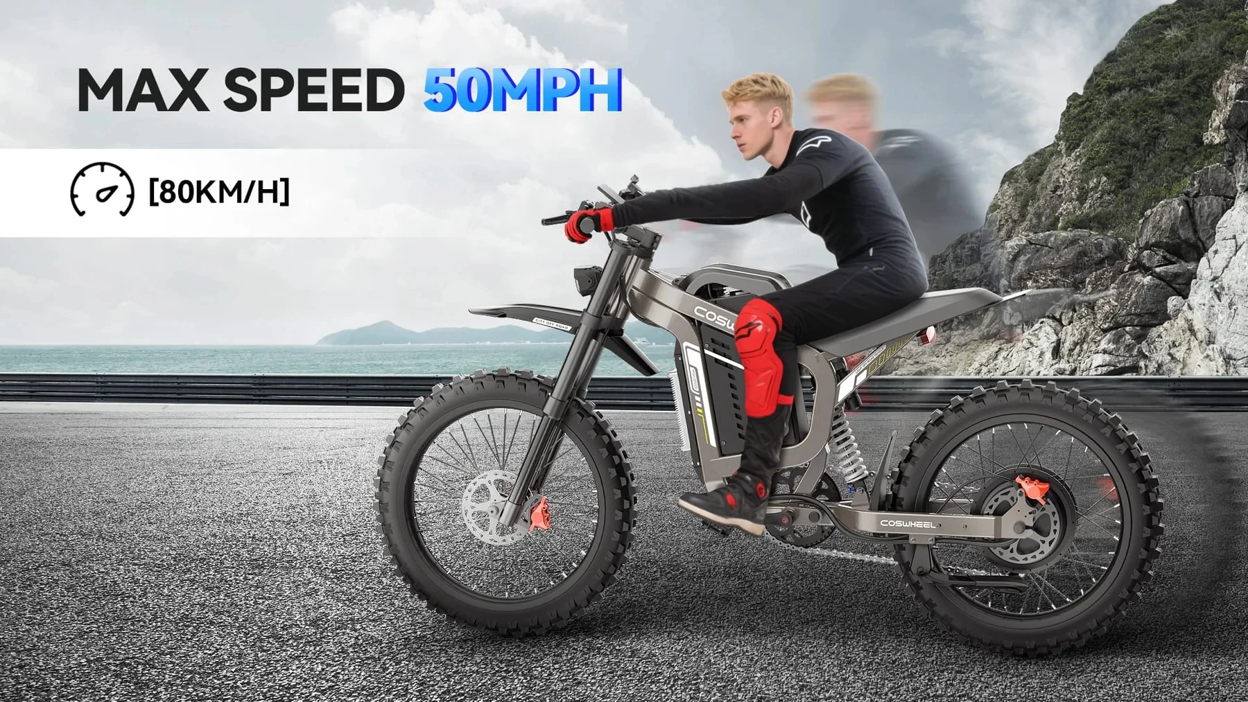 Coswheel 72V Electric Bike Motorcycles R19 6000W Dirt Mountain Bike 72V 40AH Battery Lightweight Off-Road EBike For Adult