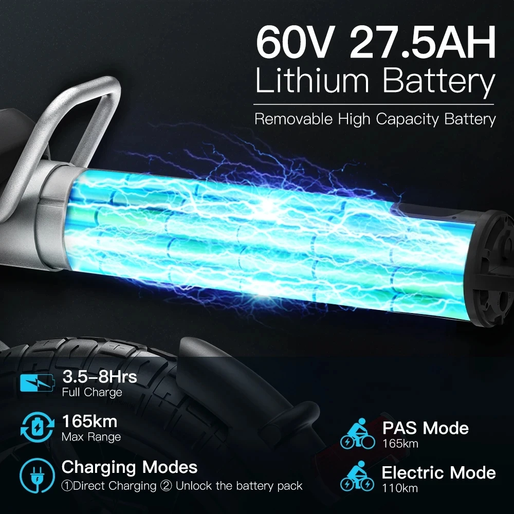 Coswheel Electric Bike CT20S 2000W 60V 27.5AH Electric Motorcyle Drit bike Ebike Fat Tire Bicycle Bikes Adult Electric Bicycle