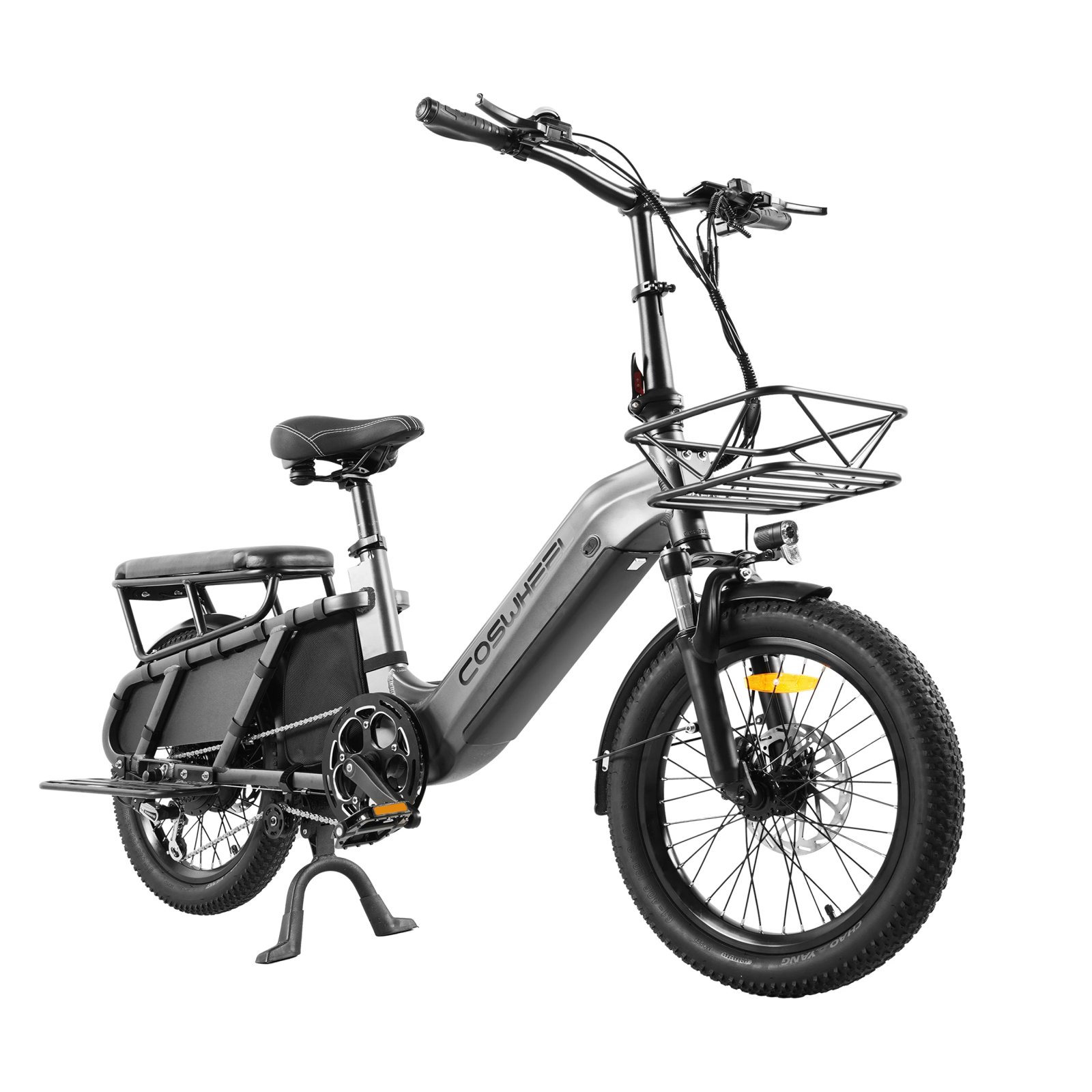 Electric Cargo Bike COSWHELL HQ20 20x4.0" 1300W 45km/h 48V 19.2AH 80km City Commuting Cargo 6 Speed Max Load 450Ibs New - Image 3