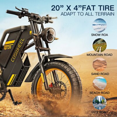 Coswheel Electric bike for Adult 2000W 60V Off-Road Motorcycle Mountain Bikes 20Inch Electric bike Fatbike Motorcycles ebike - Image 3