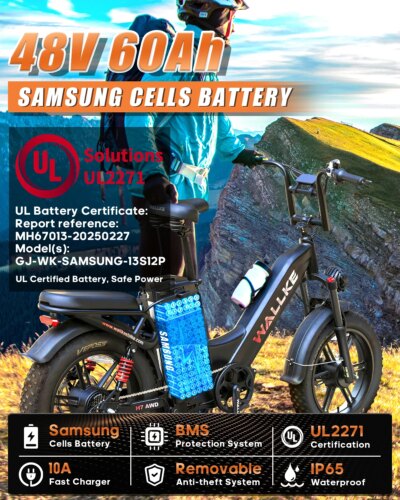 W Wallke H7 AWD 3200W Dual Motor Electric Bike for Adult 48V 60Ah Long Range 31MPH Fast Ebike 20" Fat Tire E-bike UL2849 - Image 3