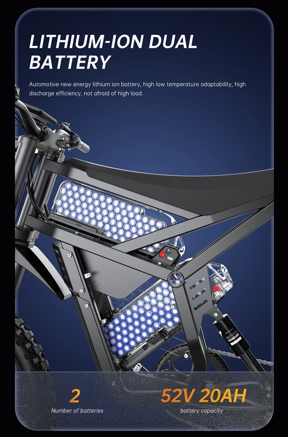 FVKING E6 Electric Bike Adults 2000W Peak Gear Hub Motors Electric Motorcycle 52V40AH Battery Speed 60Kmh Mountain E-bikes GT73