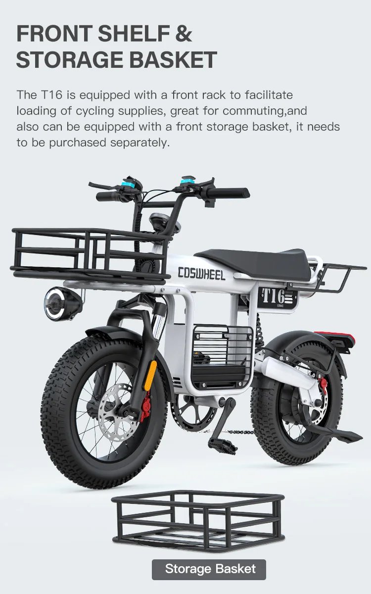 Fat Tire Electric Bike 20‘’1000W Motor All Terrain Ebike for Adult with Dual Suspension 48V 20AH for Snow Sand Mountain Off Road