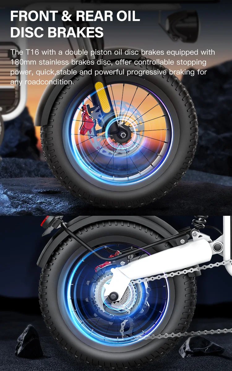 Fat Tire Electric Bike 20‘’1000W Motor All Terrain Ebike for Adult with Dual Suspension 48V 20AH for Snow Sand Mountain Off Road