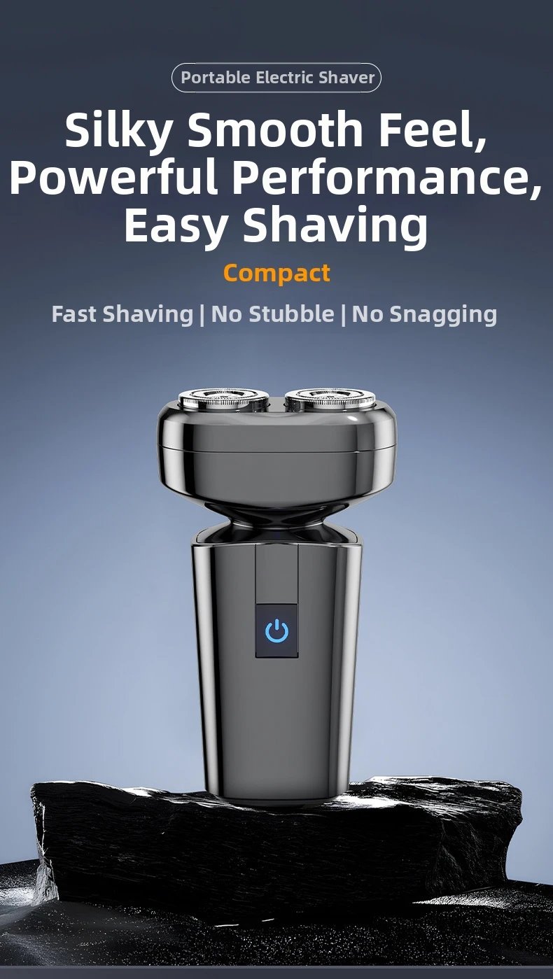 Men's Professional Shaver IPX7 Waterproof Shaving Machine with Floating Double Blade Mini Electric Razor Idea Gift Beard Trimmer