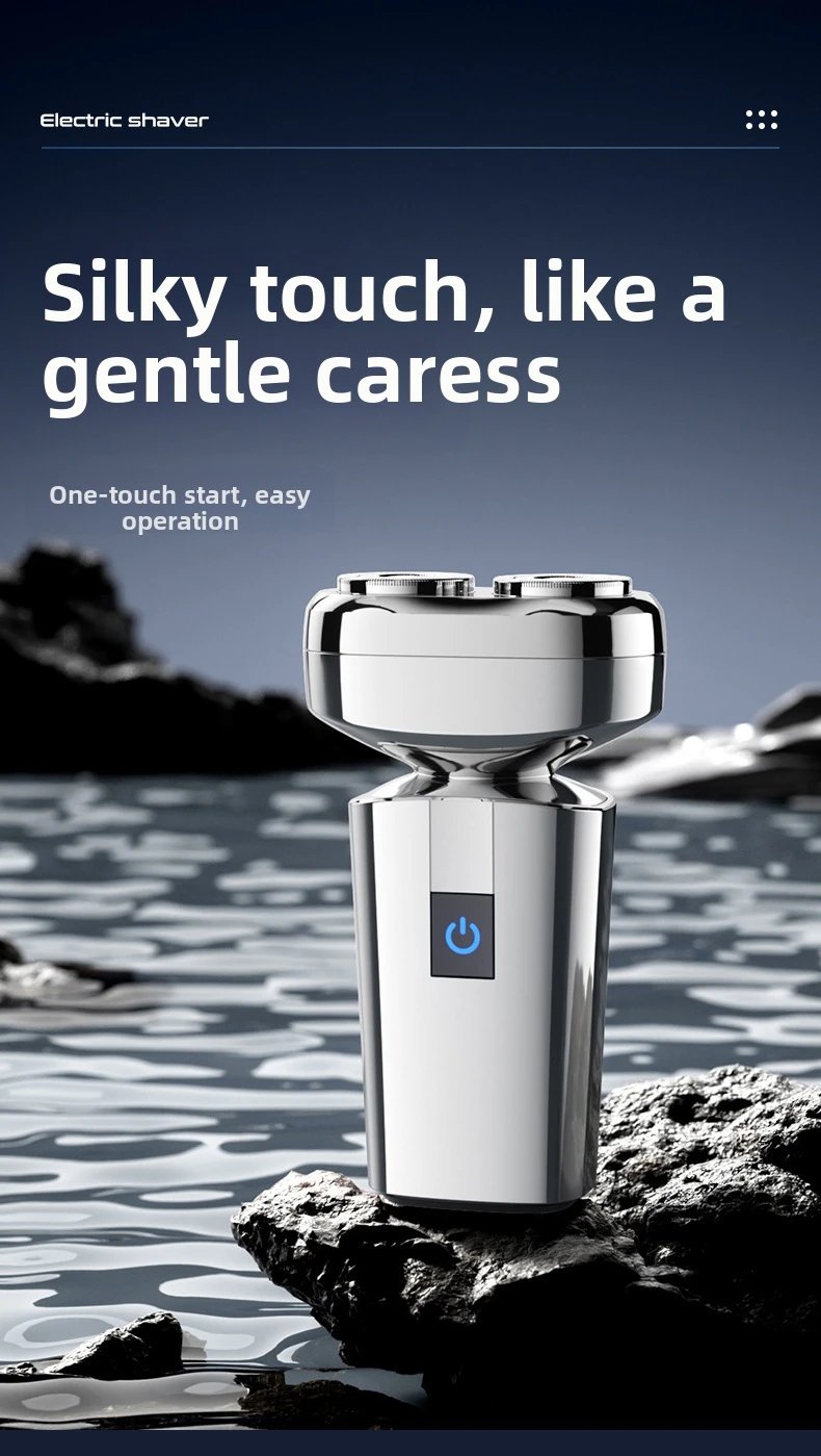 Men's Professional Shaver IPX7 Waterproof Shaving Machine with Floating Double Blade Mini Electric Razor Idea Gift Beard Trimmer