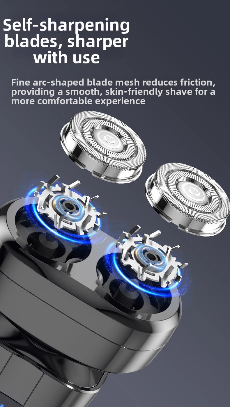 Men's Professional Shaver IPX7 Waterproof Shaving Machine with Floating Double Blade Mini Electric Razor Idea Gift Beard Trimmer