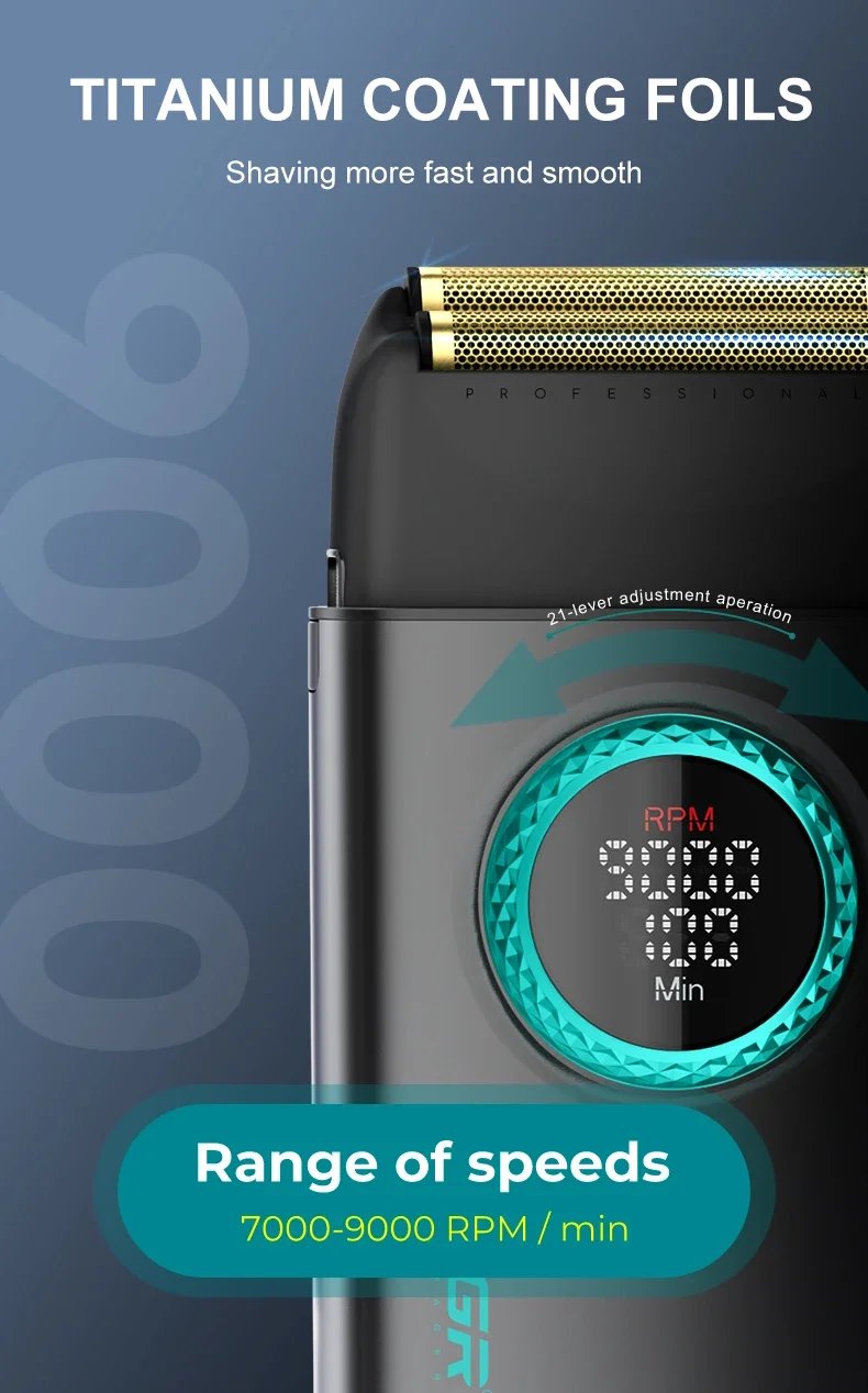 VGR Shaver Professional Razor Rechargeable Beard Trimmer Electric Beard Shaver 9000 RPM Razor Reciprocating Shaver for Man V-377