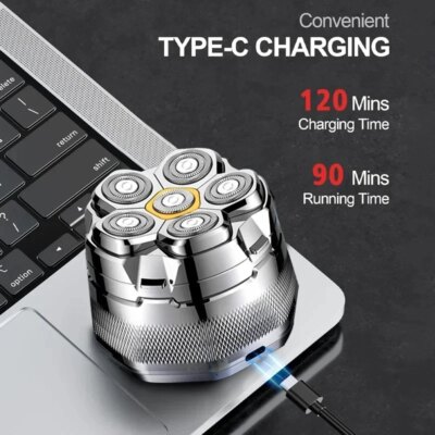 Tinsol Titanium Electric Head Shaver for Bald Men 6D Magnetic Razor Hair Trimmer Rechargeable LED Waterproof Face Hair Cutting - Image 6