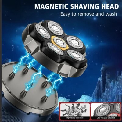 Tinsol Titanium Electric Head Shaver for Bald Men 6D Magnetic Razor Hair Trimmer Rechargeable LED Waterproof Face Hair Cutting - Image 3