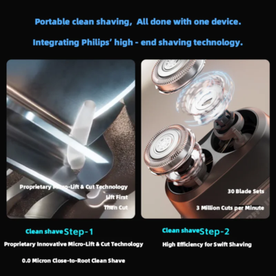 PHILIPS Electric Shaver S891/05 Men's Rechargeable Portable Fast Shave Razor Double 3D Floating Cutter Head Beard Trimmer - Image 2