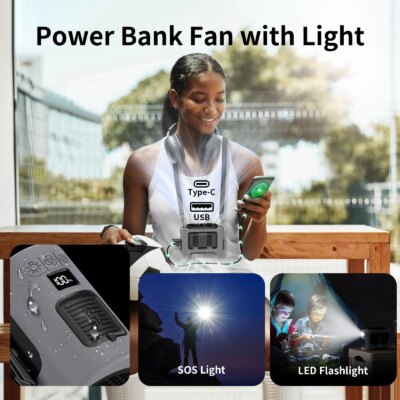 Socoolfan 14500mAh Outdoor Fan Portable Waist Hanging Neck Strong Dual Air Vents Fans for Travel Sports Courier Outdoor Working - Image 6