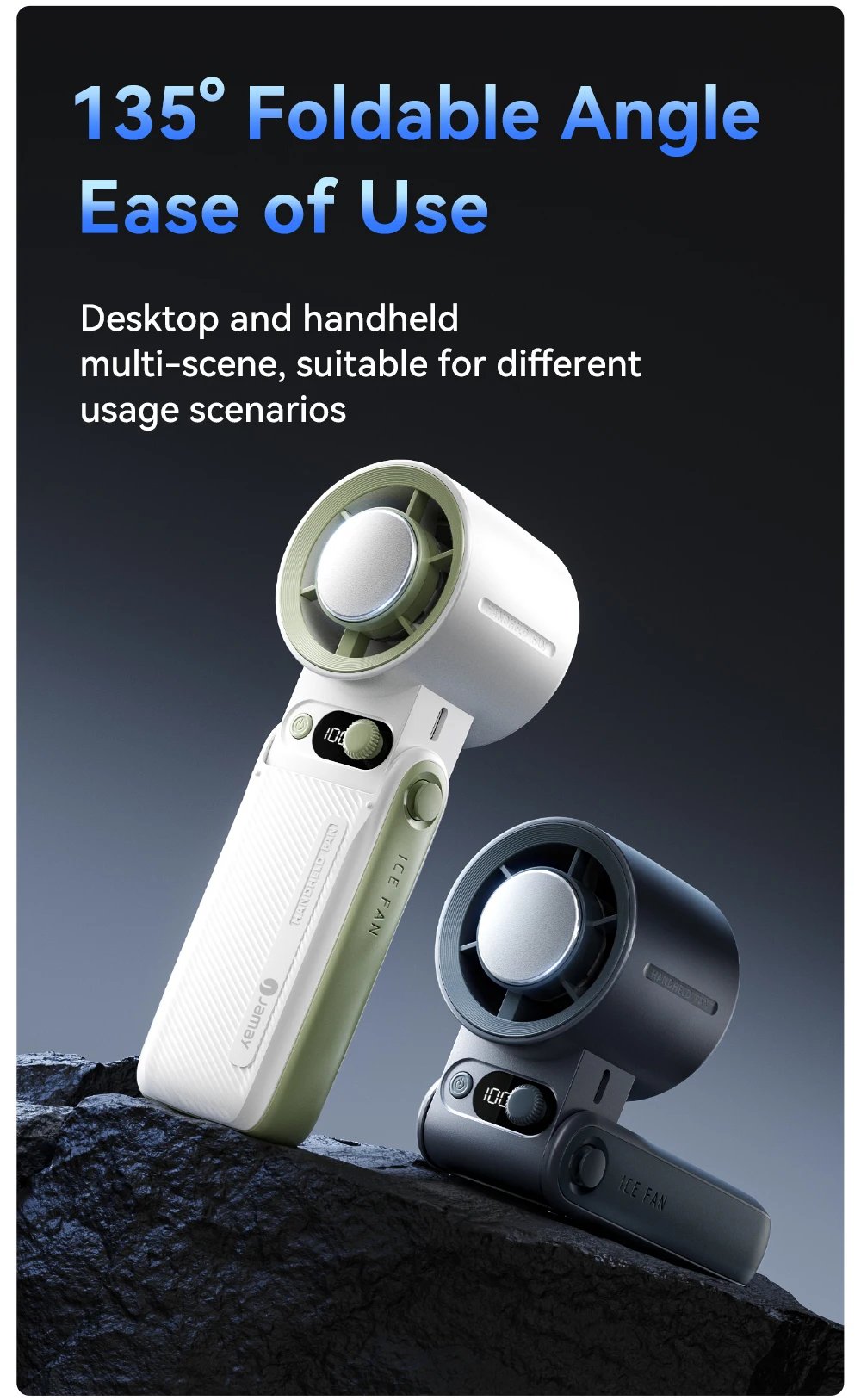 Portable Handheld fan Strong Wind 199 Gear Wind speed LED Digital Display Adjustable Turbo Portable Outdoor Handheld 8000mAh