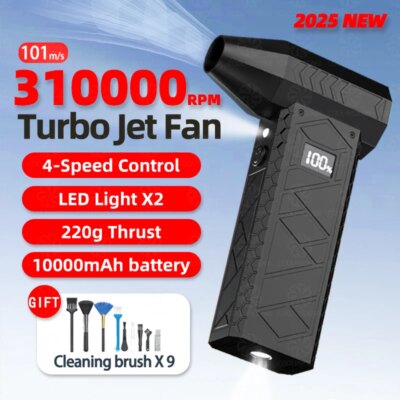 Mini Turbo Jet Fan,310000 RPM Mini Air Blower Handheld Electric Brushless Motor Violent Blower Wind Speed 101m/s Industrial Duct