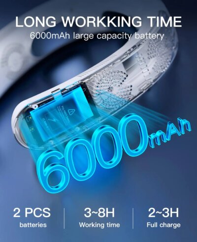 2025 New Wearable Air Conditioner USB Rechargeable Portable 3 Refrigeration Hanging Neck Fan Mute 6000mAh Outdoor Summer Cooler - Image 3