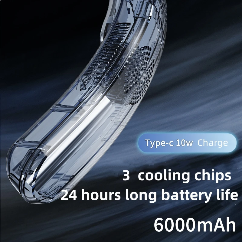 2025 New Wearable Air Conditioner USB Rechargeable Portable 3 Refrigeration Hanging Neck Fan Mute 6000mAh Outdoor Summer Cooler