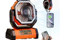 20000mAh Battery Operated Fan, Portable Rechargeable Desk/Camping Fan with LED Light and Hook, Outdoor Fan for Tent Car Trip