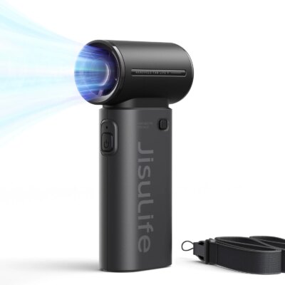 JISULIFE Handheld Turbo Fan,Super Strong Wind,5 Speeds,Long Battery Life,5000mAh,USB Rechargeable,Multipurpose Mini Pocket fan