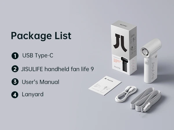 JISULIFE Handheld Turbo Fan,Super Strong Wind,5 Speeds,Long Battery Life,5000mAh,USB Rechargeable,Multipurpose Mini Pocket fan