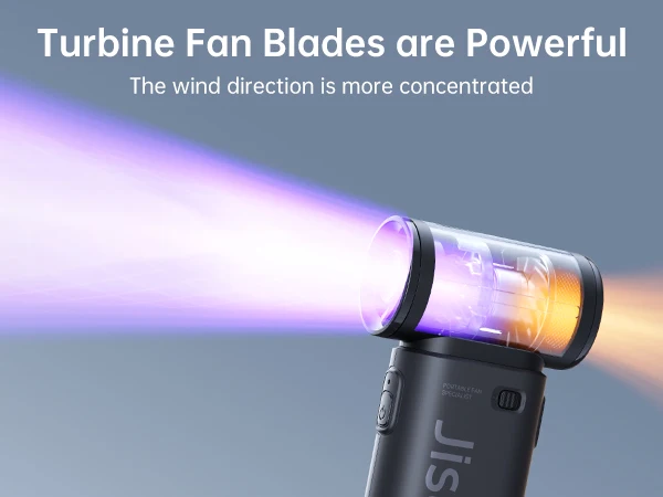 JISULIFE Handheld Turbo Fan,Super Strong Wind,5 Speeds,Long Battery Life,5000mAh,USB Rechargeable,Multipurpose Mini Pocket fan