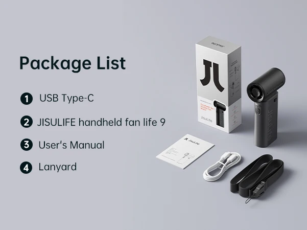 JISULIFE Handheld Turbo Fan,Super Strong Wind,5 Speeds,Long Battery Life,5000mAh,USB Rechargeable,Multipurpose Mini Pocket fan