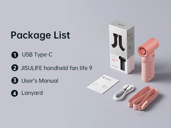 JISULIFE Handheld Turbo Fan,Super Strong Wind,5 Speeds,Long Battery Life,5000mAh,USB Rechargeable,Multipurpose Mini Pocket fan