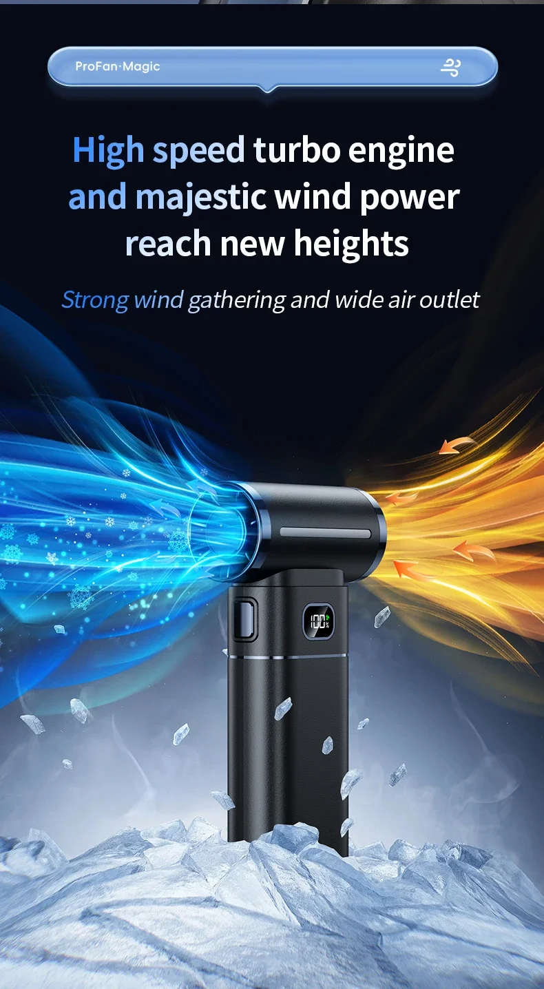 Violent Fan 200000RPM Powerful Air Blower Portable Handheld Turbo Fan 52m/s Winds Brushless Jet Blower Gun Tools