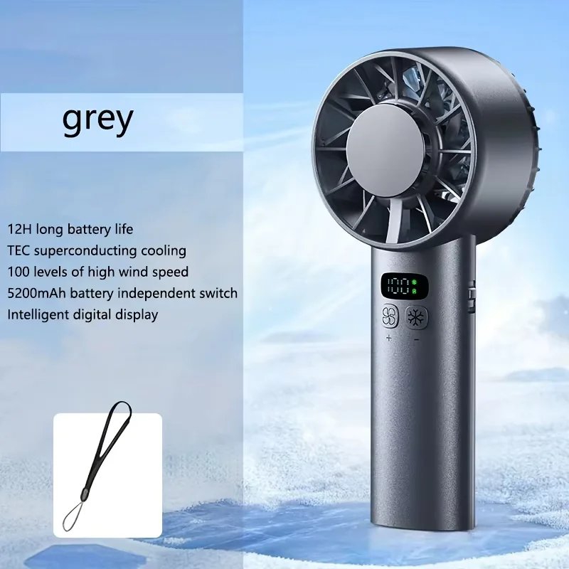 5200mAh Portable Handheld Fan with Double Ice Cooling, High-Speed Rechargeable USB Fan, Foldable Design for Indoor & Outdoor Use - Image 6
