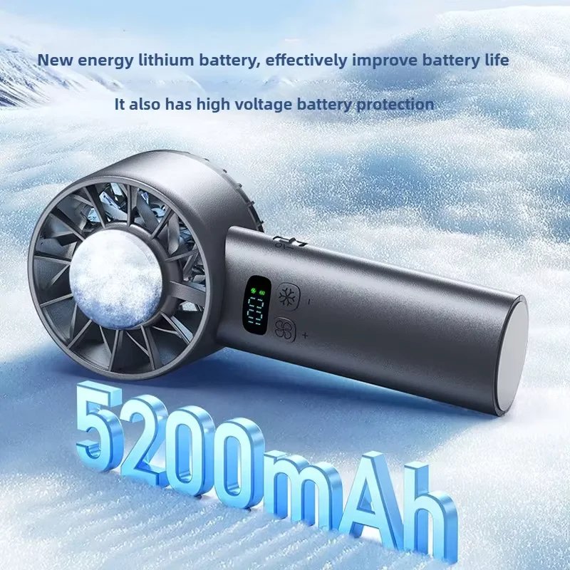 5200mAh Portable Handheld Fan with Double Ice Cooling, High-Speed Rechargeable USB Fan, Foldable Design for Indoor & Outdoor Use - Image 4