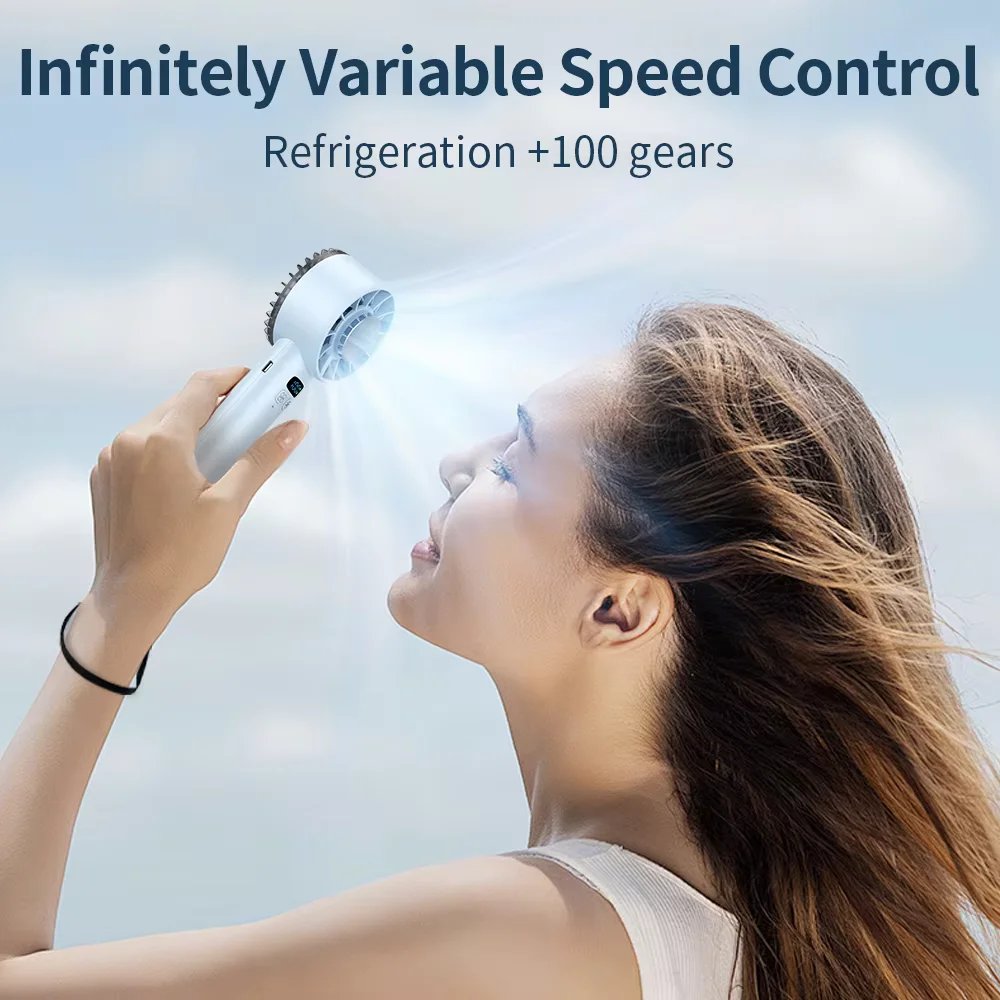 5200mAh Portable Handheld Fan with Double Ice Cooling, High-Speed Rechargeable USB Fan, Foldable Design for Indoor & Outdoor Use - Image 5