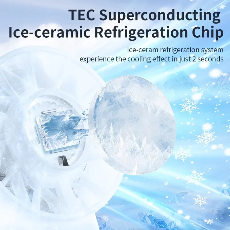 5200mAh Portable Handheld Fan with Double Ice Cooling, High-Speed Rechargeable USB Fan, Foldable Design for Indoor & Outdoor Use - Image 2