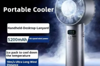 5200mAh Portable Handheld Fan with Double Ice Cooling, High-Speed Rechargeable USB Fan, Foldable Design for Indoor & Outdoor Use
