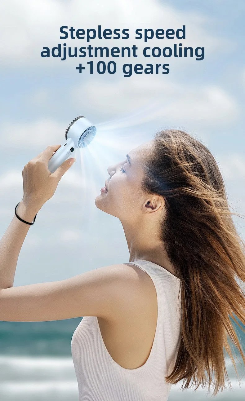 5200mAh Portable Handheld Fan with Double Ice Cooling, High-Speed Rechargeable USB Fan, Foldable Design for Indoor & Outdoor Use 5200mAh Portable Handheld Fan with Double Ice Cooling, High-Speed Rechargeable USB Fan, Foldable Design for Indoor & Outdoor Use