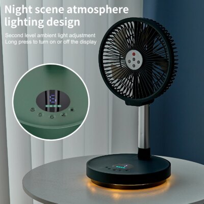 10 inches Remote control aluminum alloy folding fan outdoor home ultra quiet gathering camping fan USB table floor dual-use fan - Image 3