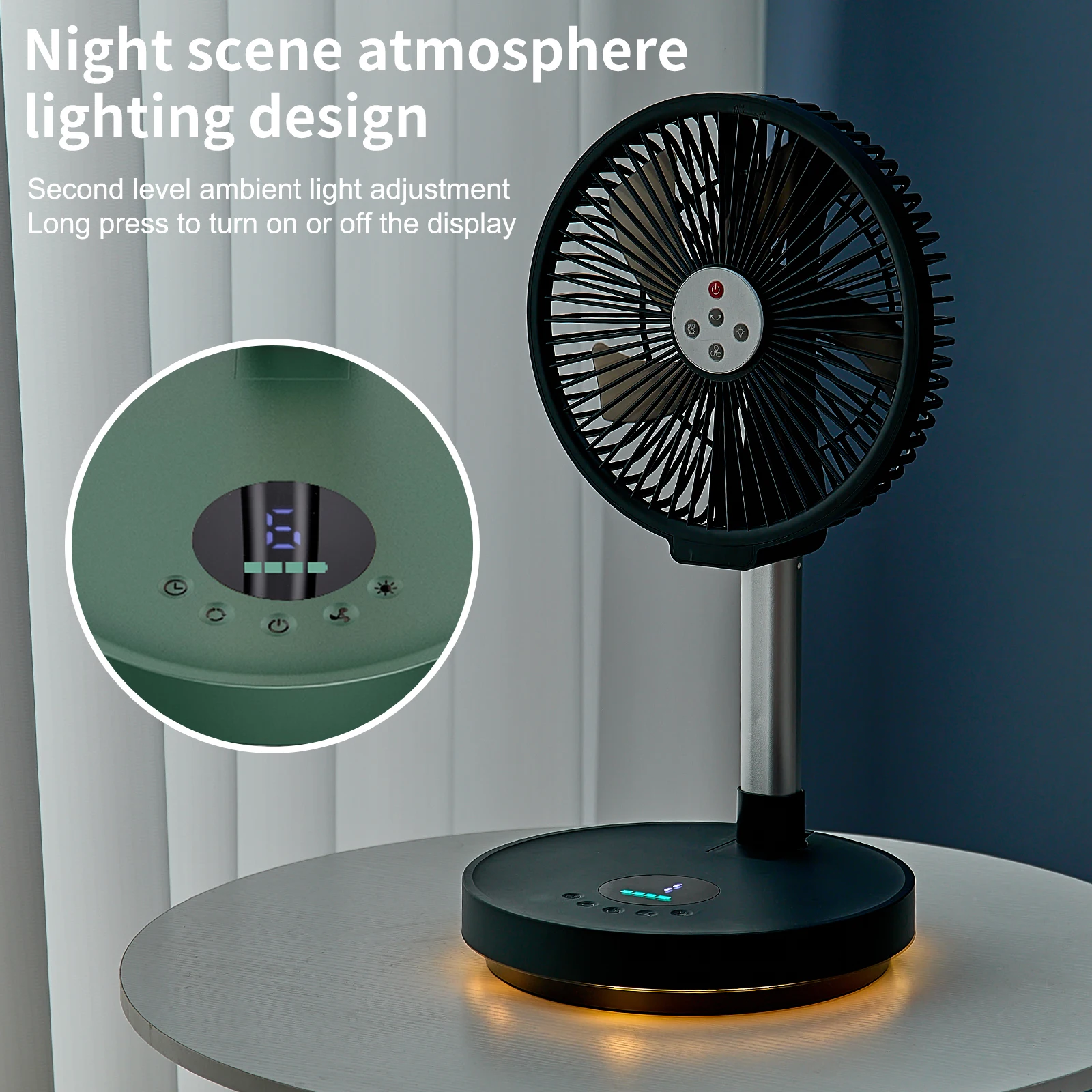 10 inches Remote control aluminum alloy folding fan outdoor home ultra quiet gathering camping fan USB table floor dual-use fan