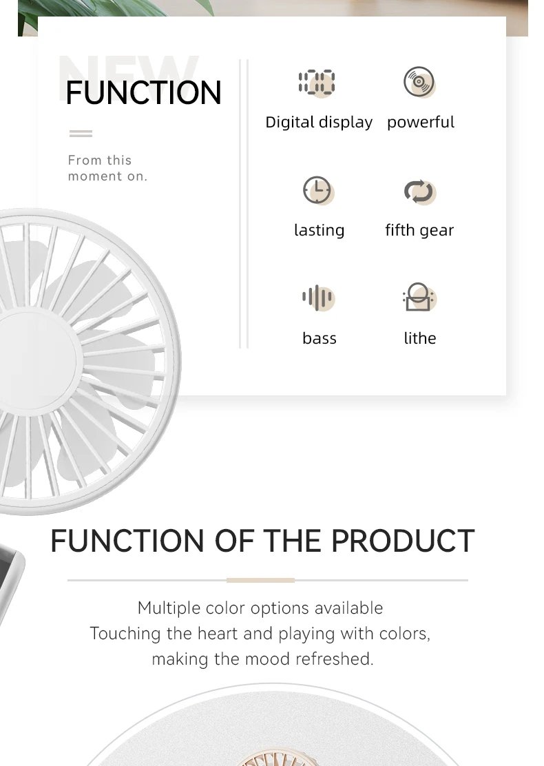 Handheld Mini Fan 1800mAh Foldable Portable Desk Outdoor Neck Hanging 5 Speed USB Rechargeable Fan Phone Stand Display Screen