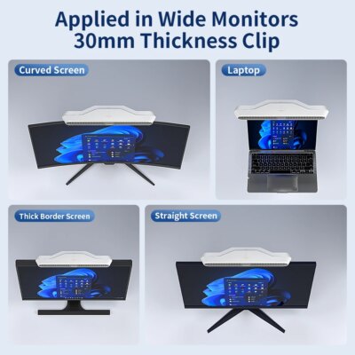Computer Monitor Hanging Fan - Powerful Cooling 3-speed Selectable, Ergonomic Design, Portable Desktop Fan, Quiet Adjustable - Image 4