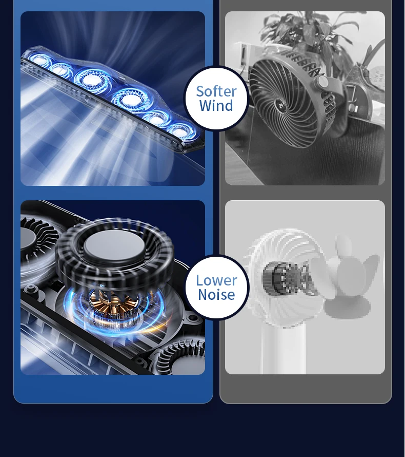 Computer Monitor Hanging Fan - Powerful Cooling 3-speed Selectable, Ergonomic Design, Portable Desktop Fan, Quiet Adjustable