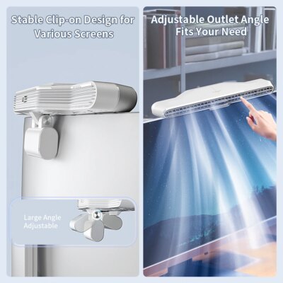 Computer Monitor Hanging Fan - Powerful Cooling 3-speed Selectable, Ergonomic Design, Portable Desktop Fan, Quiet Adjustable - Image 3