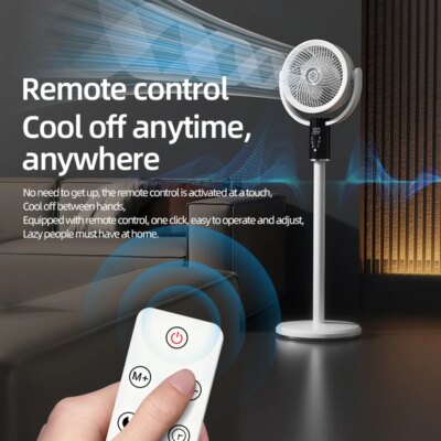 Floor Standing Fan Remote Control 6000mAh USB Rechargeable Height Adjustable Air Circulator for Camping Home Office Sturdy Base - Image 4