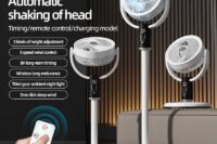 Floor Standing Fan Remote Control 6000mAh USB Rechargeable Height Adjustable Air Circulator for Camping Home Office Sturdy Base