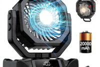 20000mAh Camping Fan Rechargeable Battery Portable Outdoor Fan Wireless Tent Ceiling Fan Air Circulators with Hook and LED Light