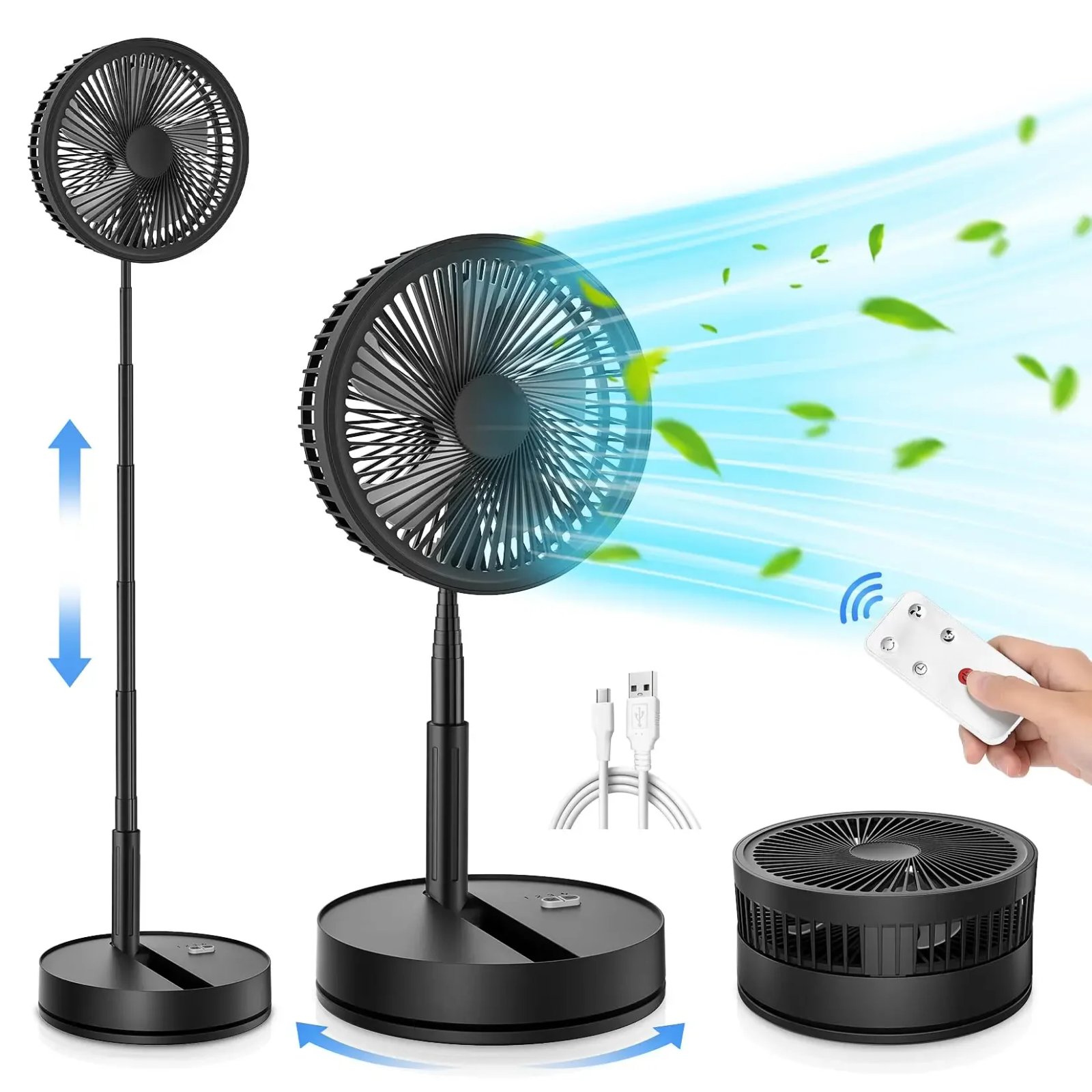 Telescopic Foldable Fan 7200mAh USB Rechargeable Battery Low Noise Wireless Fan Height Adjustable Outdoor Portable Small Fans Telescopic Foldable Fan 7200mAh USB Rechargeable Battery Low Noise Wireless Fan Height Adjustable Outdoor Portable Small Fans