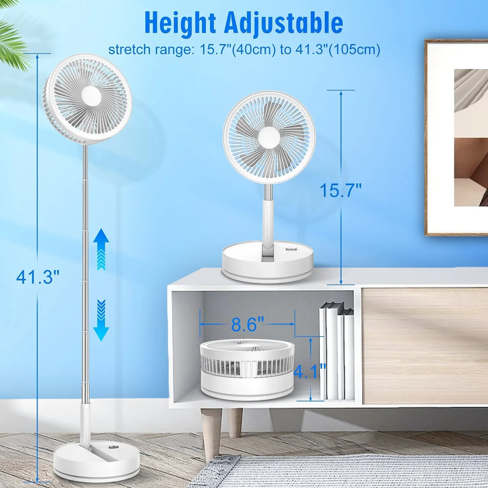 Telescopic Foldable Fan 7200mAh USB Rechargeable Battery Low Noise Wireless Fan Height Adjustable Outdoor Portable Small Fans Telescopic Foldable Fan 7200mAh USB Rechargeable Battery Low Noise Wireless Fan Height Adjustable Outdoor Portable Small Fans