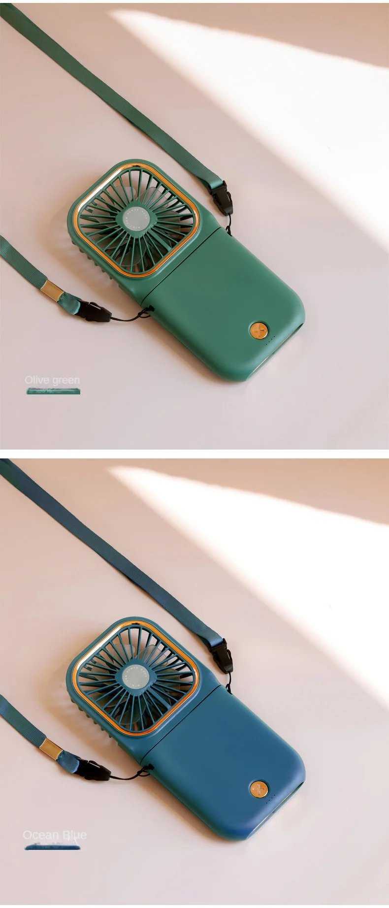 USB halterneck small fan outdoor portable handheld fan power bank ultra-quiet Slim folding mini desktop fan F30