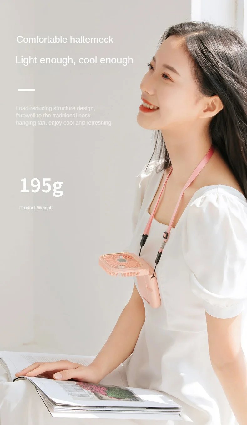 USB halterneck small fan outdoor portable handheld fan power bank ultra-quiet Slim folding mini desktop fan F30