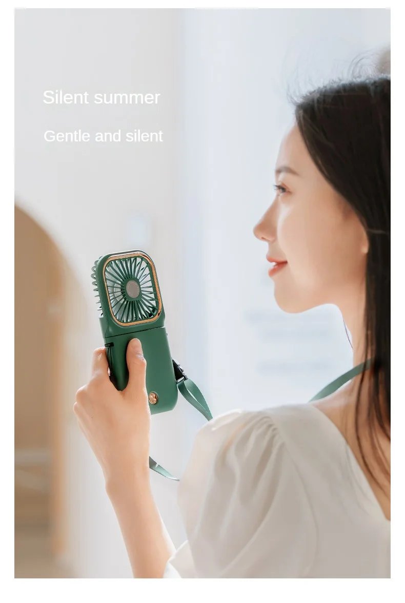 USB halterneck small fan outdoor portable handheld fan power bank ultra-quiet Slim folding mini desktop fan F30