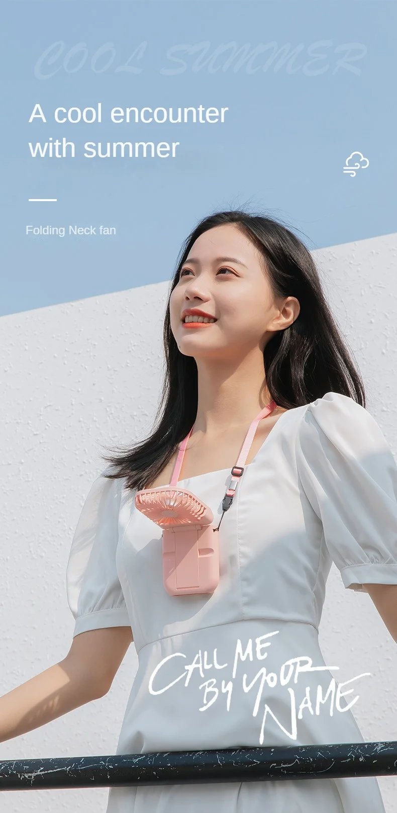 USB halterneck small fan outdoor portable handheld fan power bank ultra-quiet Slim folding mini desktop fan F30